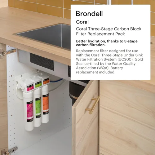 Miniatura 2 de Brondell H2O+ Coral UC300 Sistema de Filtración de Agua de Tres Etapas para Debajo del Encimera (Filtros de Repuesto UF-35)