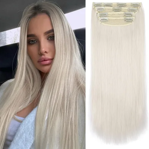 Miniatura 19 de 4 extensiones de cabello sintético suave y natural para mujer, rubio miel, mezcla de castaño castaño, extensiones para mujer