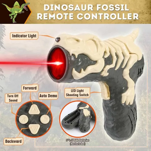 Miniatura 3 de Mini Tudou Juguetes de Dinosaurio con Control Remoto, Juguete de Dinosaurio Robot Caminante RC con Control Remoto de Persecución de Luz, Rociado