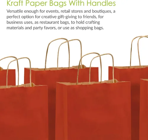 Miniatura 9 de Prime Line Packaging Bolsas de regalo rojas, bolsas de regalo de papel kraft mini con asas, bolsas de mano para vacaciones, regalos de Navidad