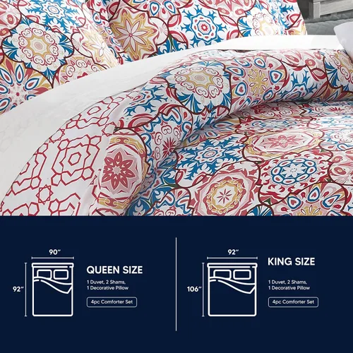 Miniatura 6 de Chic Home DS5186-AN Bristol - Juego de funda de edredón reversible de 4 piezas, color rosa, tamaño Queen