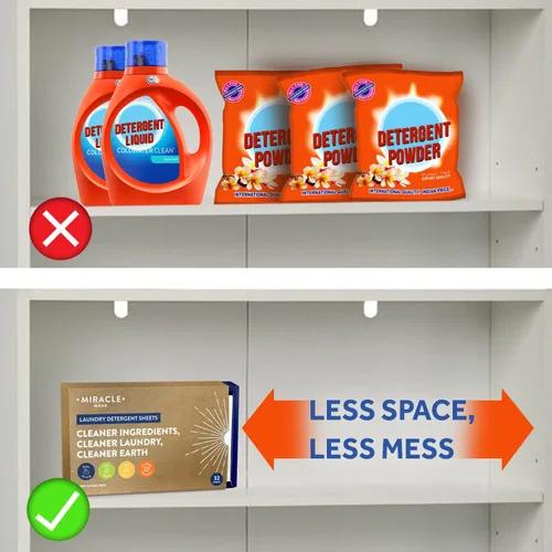 Miniatura 5 de Miracle Made Hojas de detergente para ropa sin líquido, ultraconcentradas, ahorran espacio, sin plástico, sin tintes, blanqueador ni parabenos, 32