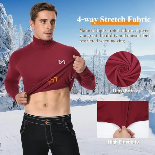 Miniatura 2 de MEETYOO Men's Thermal Turtleneck Long Sleeve Shirt,Lightweight Compression Pullover Underwear Breathable Baselayer