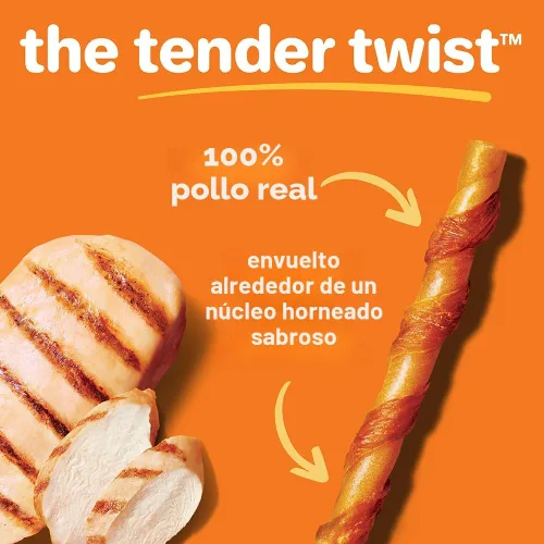 Miniatura 3 de Hartz Oinkies Tender Twists con pechuga de pollo real sin piel cruda para perros, masticables altamente digeribles para perros, 18