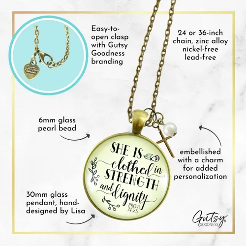 Miniatura 39 de Gutsy Goodness Collar inspirado en la mujer de la fe, colgante hecho a mano con mensaje de esperanza