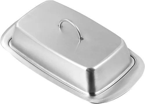 Kichvoe Mantequillera – Mantequillera de acero inoxidable con tapa para encimera y refrigerador aislado para almacenamiento fresco de queso y