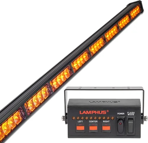 LAMPHUS SolarBlast SBLS84, barra de luces ledes de alerta de emergencia e indicación de tránsito, 38 pulgadas, 32 W, color azul ámbar, Ambar