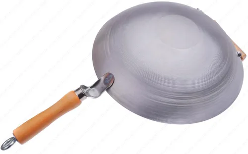 Miniatura 2 de Wok de acero al carbono de 12 pulgadas con mango auxiliar (fondo redondo), grosor de calibre 14, fabricado en Estados Unidos