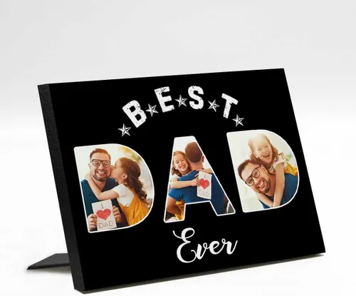 Miniatura 23 de InterestPrint Panel de fotos personalizado para papá y nombre para exhibición de mesa Daddy to Us You're the World, marco de fotos personalizado