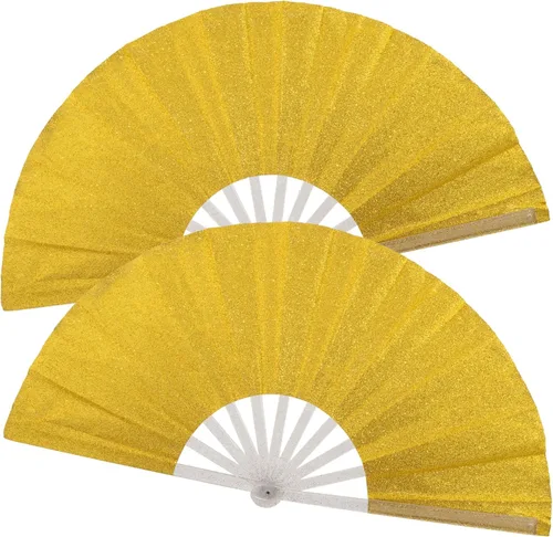 Miniatura 12 de 2 ventiladores plegables grandes de mano para hombres y mujeres, abanicos decorativos plegables, accesorios rave, utilizados para bailes, fiestas