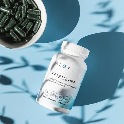 Miniatura 3 de Alaya Naturals - Cápsulas de espirulina pura, hechas con Earthrise (500 mg, 90 cápsulas, sin OMG)