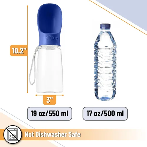 Miniatura 3 de Mr. Pen Botella de agua portátil para perro, 19 onzas, grande, azul marino, dispensador de botellas de agua para perros de viaje, no apto