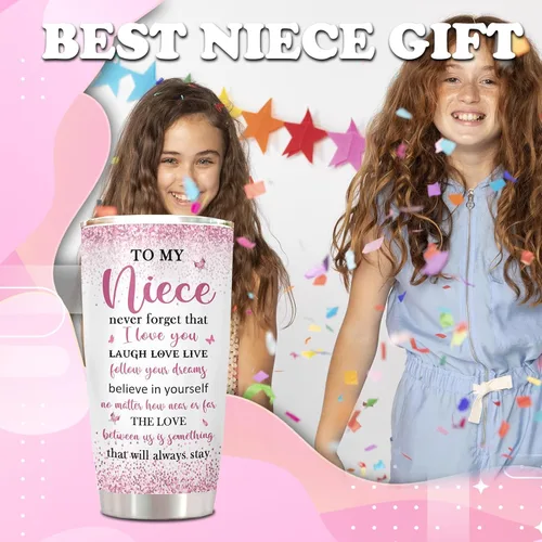Miniatura 6 de ZANIION Vaso Térmico Regalos Para Mi Sobrina 20oz, Mejor Regalo de Cumpleaños Para Sobrinas de Tía, Divertido Regalo de Navidad Graduación Día