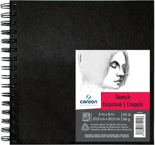 Canson Artist Series - Cuaderno de bocetos con alambre, 8 x 8 pulgadas, 160 páginas (65 libras/3.39 oz), papel de artista para adultos y