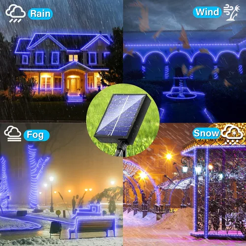 Miniatura 6 de Luces solares de cuerda para exteriores, impermeables, LED, 200 luces LED de cuerda solar, 72 pies, 8 modos con control remoto, flexible, tubo solar