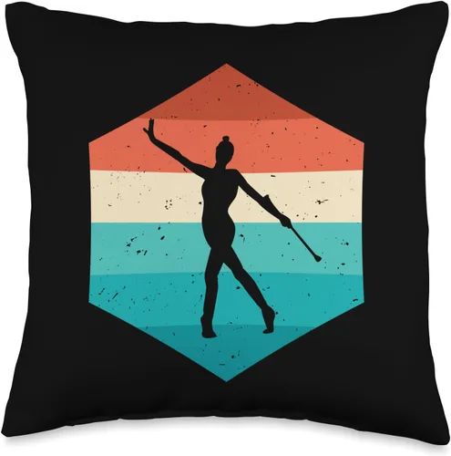 Baton Twirling Majorettes Cute Baton Design Baton Twirling - Almohada vintage, 16 x 16 pulgadas, multicolor