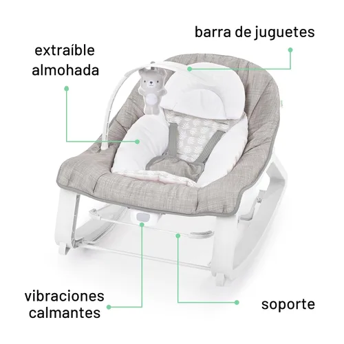 Miniatura 5 de Ingenuity Keep Cozy 3 en 1 Grow with Me - Asiento vibratorio para bebé y balancín de bebé a niño pequeño, 0-30 meses hasta 40 libras (Linden)