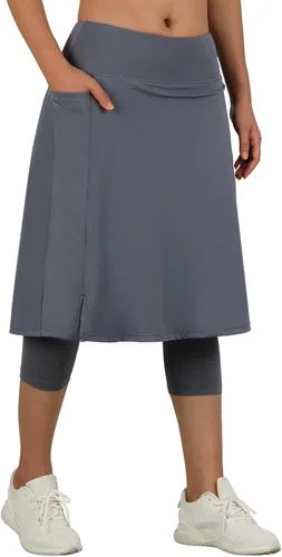 ANIVIVO Leggings largos hasta la rodilla para mujer, leggings capri con faldas de cintura alta