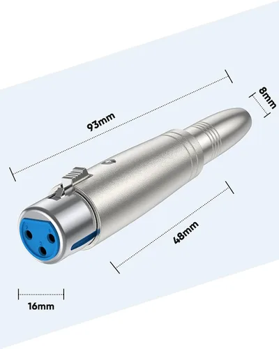 Miniatura 5 de CableCreation XLR 3 Pin hembra a 1/4" 0.250 in hembra socket adaptador de audio 1/4 pulgadas TRS a XLR, plata