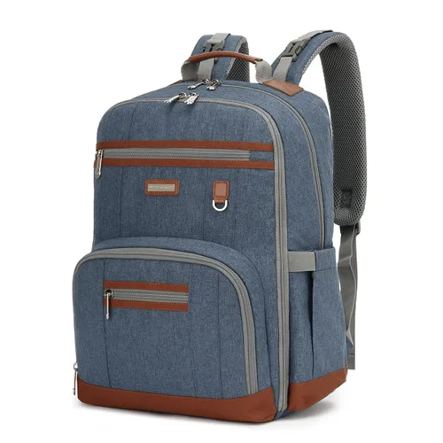 Miniatura 13 de Mochila para pañales, grandes bolsas de pañales para bebé con cambiador portátil para niños y niñas, mochila de viaje multifuncional para mamás