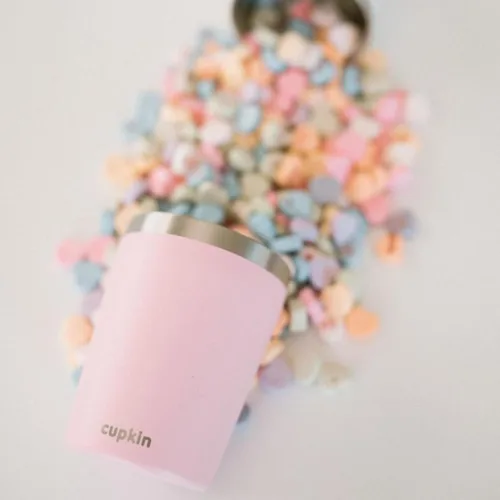 Miniatura 8 de CUPKIN - Taza apilable de acero inoxidable para niños, taza de batido, tazas aisladas con recubrimiento en polvo, tapa libre de BPA y pajilla de Rosa