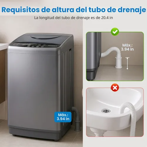 Miniatura 3 de [Usado] OLIXIS Lavadora portátil, lavadora compacta completamente automática de 7.7 libras, tambor de acero inoxidable, 10 ciclos de lavado