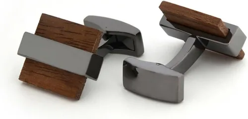 Miniatura 4 de Mr.Van Gemelos de madera natural para hombre, hechos a mano, cuadrados, de madera, juego de gemelos clásicos, regalo de negocios de boda para hombres