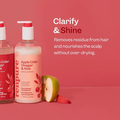 Miniatura 3 de RENPURE Vinagre de sidra de manzana y acondicionador de aloe, a base de plantas, aclara, elimina los residuos y nutre para un cabello brillante