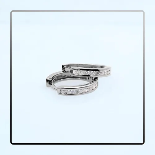 Miniatura 2 de Dazzlingrock Collection - Pendientes de aro pequeños de 0.433 in, plata de ley (0.15 quilates)