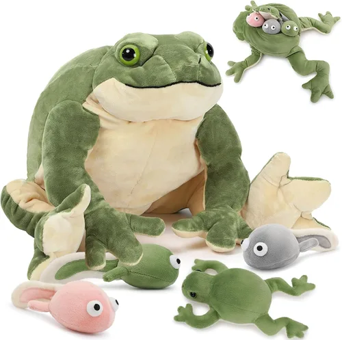 Miniatura 25 de Tezituor Juego de 5 lagartos de peluche realistas con bebés, 26.4 pulgadas, gran peluche de dragón barbudo, juguete de juguete para niños