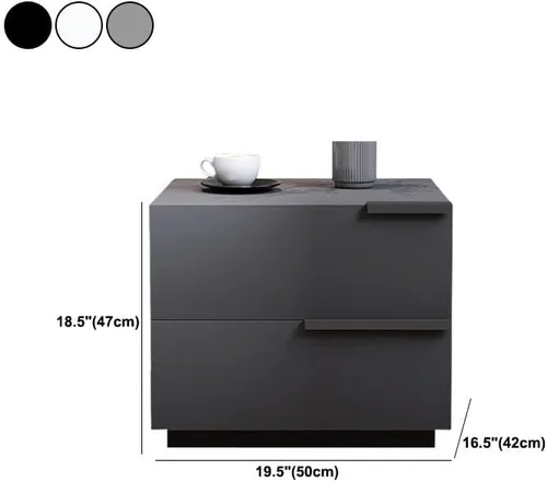 Miniatura 2 de Mesita de noche, mesa de noche de madera fabricada moderna, cajones incluidos, mesita de noche con 2 cajones para dormitorio, gris, 1 pieza