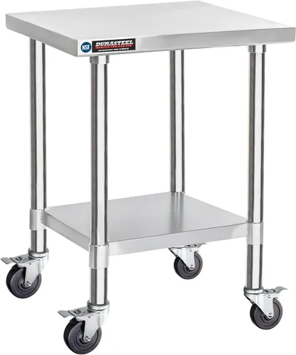 Miniatura 36 de DuraSteel Carrito de acero inoxidable NSF de 30 x 72 pulgadas, mesa de preparación de alimentos resistente con estante inferior, isla de cocina