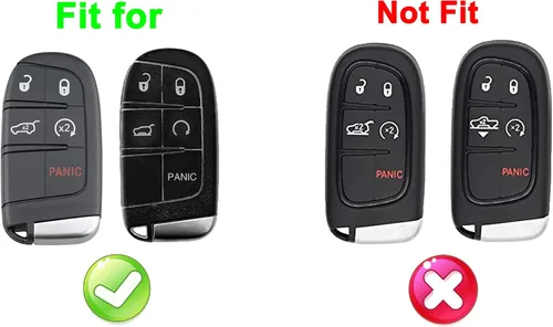 Miniatura 2 de Funda para llavero para Jeep Grand Cherokee Renegade Chrysler 200 300 Dodge RAM Durango Charger Challenger Journey Dart Fiat con 5 botones, estuche