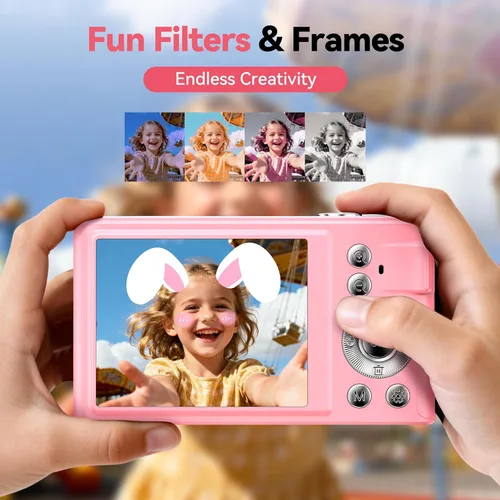 Miniatura 3 de Cámara digital 4K para niños: cámara rosa de 48MP para fotografía de adolescentes - Regalos de cumpleaños de Navidad para niñas - Disparo de zoom