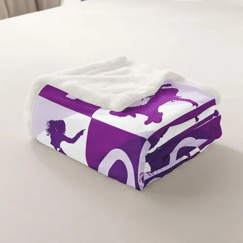 Miniatura 4 de Feelyou Manta Estilo Hip Hop - Manta Sherpa de Vellón de Baile Callejero para Sofá, Silla, Sofá - Manta de Felpa Cálida 50"x60" - Diseño Morado