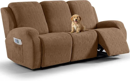 Miniatura 25 de VANSOFY Fundas para sillas reclinables, 4 piezas, elásticas, de tela jacquard, suave funda para silla reclinable, protector de muebles con parte