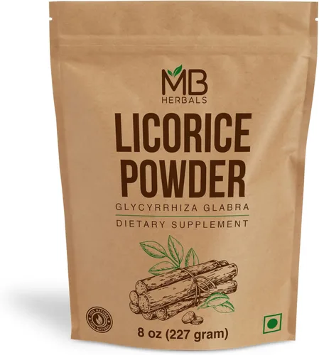 MB Herbals Polvo de raíz de regaliz 8 oz/227 gramos 0.5 lb | Glycyrrhiza glabra Mulethi Yashtimadhu