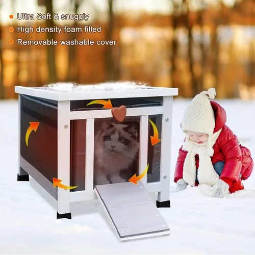 Miniatura 4 de Casa para gatos resistente a la intemperie para gatos al aire libre en invierno, refugio para gatos al aire libre 100% aislado en todo el perímetro