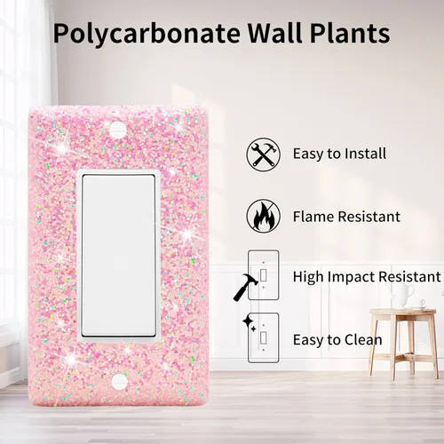 Miniatura 4 de Dengduoduo Placas de pared, cubierta decorativa para interruptor de luz, cubierta de pared brillante con purpurina brillante, placa de pared de una