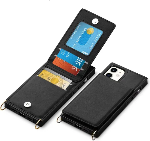 Miniatura 2 de Vofolen Funda para iPhone 11 con tarjetero con bloqueo RFID, correa ajustable, cierre magnético, resistente, a prueba de golpes, funda protectora