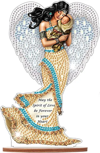 Kits de adornos de escritorio de pintura de diamante para adultos, ángel mamá, sosteniendo bebé, arte de diamante por números, decoraciones de