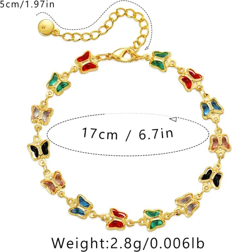 Miniatura 30 de Delicadas pulseras de oro para mujer, chapado en oro 18, ajustable, mal de ojo, mariposa, cuentas, perla, corazón, turquesa, hecha a mano para mujer