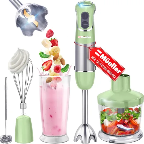 Miniatura 9 de Mueller Multistick - Licuadora de inmersión 5 en 1 de mano, 12 velocidades, mezclador de mano con impulso Turbo, motor de cobre de servicio pesado