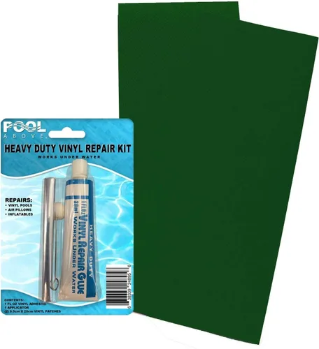 Miniatura 25 de Paquete de 2 parches de reparación de vinilo azul polvo resistente de 4 x 10 para botes inflables y piscinas Azul polvoriento