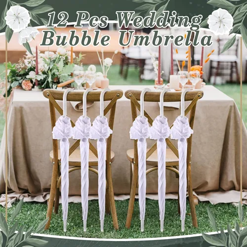 Miniatura 2 de LEIFIDE 12 paraguas de boda blanco a granel para mujer, paraguas con volantes para abrir automáticamente, paraguas de lluvia resistente al viento