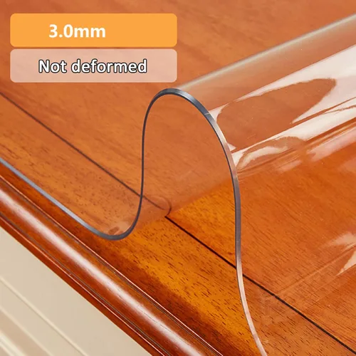Miniatura 2 de Protector de mesa transparente de PVC resistente de 0.118 pulgadas (0.118 in), rectangular, transparente, impermeable, para mesa de comedor, mesa