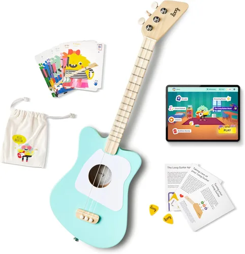 Miniatura 14 de Loog Mini - Guitarra acústica infantil para principiantes, 3 cuerdas a partir de 3 años, aplicación de aprendizaje y lecciones incluidas Amarillo