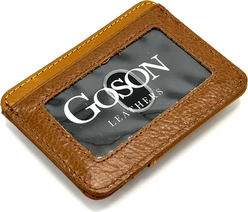 Miniatura 11 de Goson Cartera de cuero con clip para dinero para hombre, billetera de bolsillo frontal, tarjetero de crédito, cartera minimalista delgada