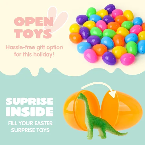 Miniatura 3 de JOYIN 200 huevos de Pascua precargados con juguetes surtidos y calcomanías en el interior, huevos de Pascua rellenos para niños, rellenos