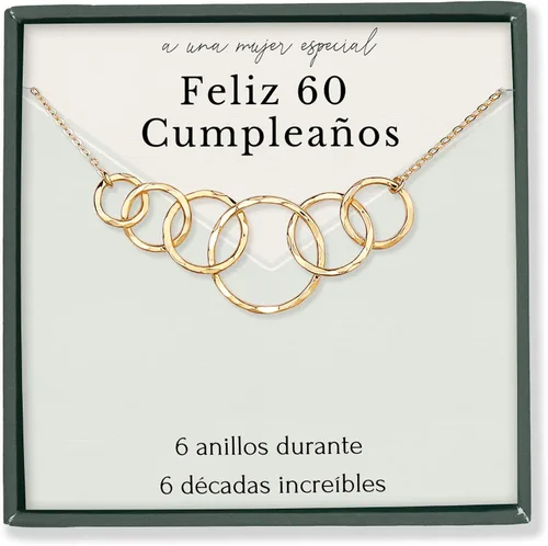 HOPE LOVE SHINE Collar de regalo de cumpleaños para mujer 50, 30, 40, 60, 16, 21, regalo de cumpleaños para mujer, círculos entrelazados, 5 anillos